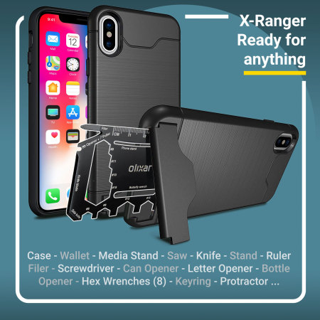 Coque iPhone X Olixar X-Ranger Survival avec outils – Noir tactique