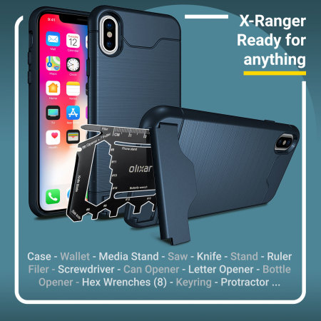 Coque iPhone X Olixar X-Ranger Survival avec outils – Bleu marine