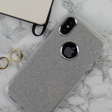 LoveCases Glitter iPhone X Hülle - Silber