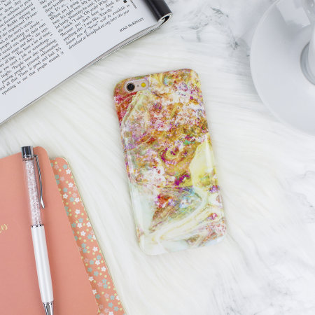 LoveCases Marble iPhone 6S / 6 Case - Opal Gem Yellow