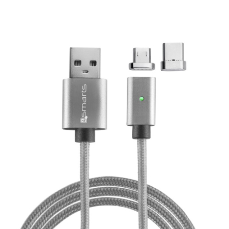 4smarts GRAVITYCord Magnetic microUSB + USB-C Sync & Charge Cable