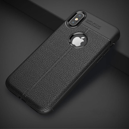 olixar attache premium iphone x leather-style protective case - black