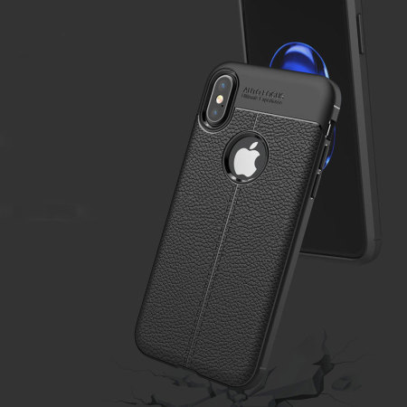 olixar attache premium iphone x leather-style protective case - black