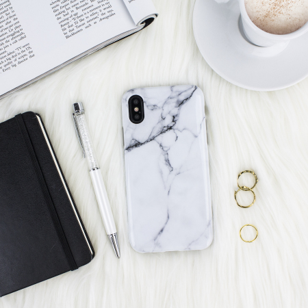 Coque iPhone X LoveCases Marbre - Blanche