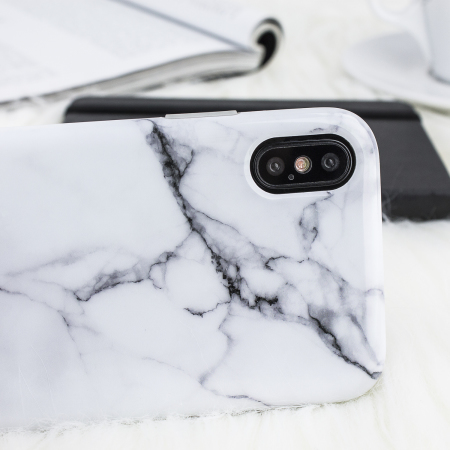 Coque iPhone X LoveCases Marbre - Blanche