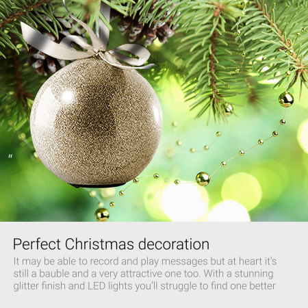 Recordable Message Christmas LED Glitter Bauble - Gold 