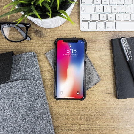 Coque iPhone X Vaja Grip en cuir supérieur véritable – Noire