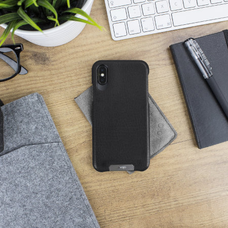 Coque iPhone X Vaja Grip en cuir supérieur véritable – Noire