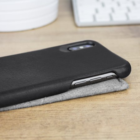 Coque iPhone X Vaja Grip en cuir supérieur véritable – Noire