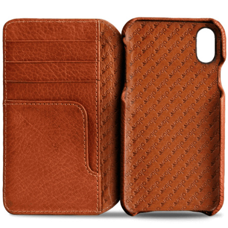 Funda iPhone X Vaja Wallet Agenda de Piel - Marrón