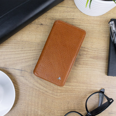 Funda iPhone X Vaja Wallet Agenda de Piel - Marrón