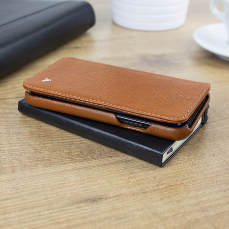 Funda iPhone X Vaja Wallet Agenda de Piel - Marrón