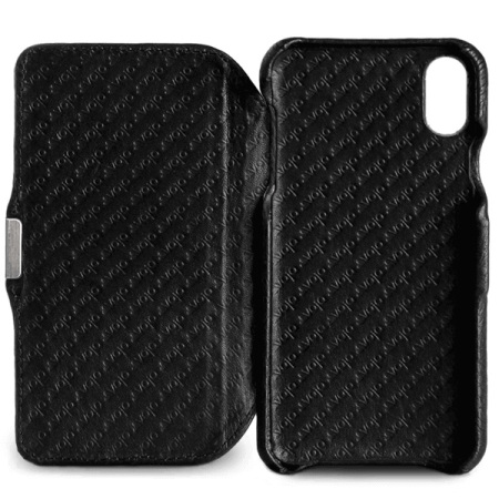 Vaja Agenda MG iPhone X Premium Leather Flip Case - Black