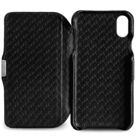 Vaja Agenda MG iPhone X Premium Leder Flip Case in Schwarz