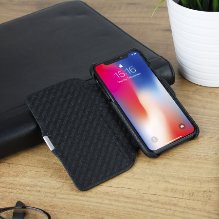 Vaja Agenda MG iPhone X Premium Leder Flip Case in Schwarz