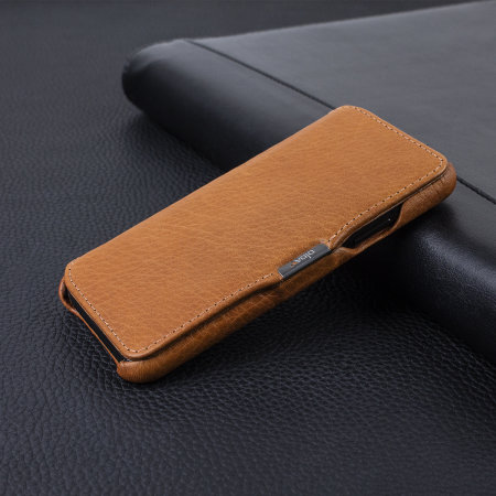 Vaja Agenda MG iPhone X Premium Leder Flip Case in Tan