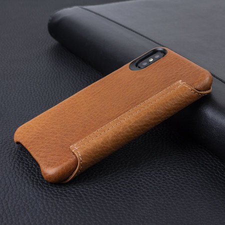 Vaja Agenda MG iPhone X Premium Leder Flip Case in Tan