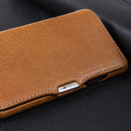 Vaja Agenda MG iPhone X Premium Leder Flip Case in Tan