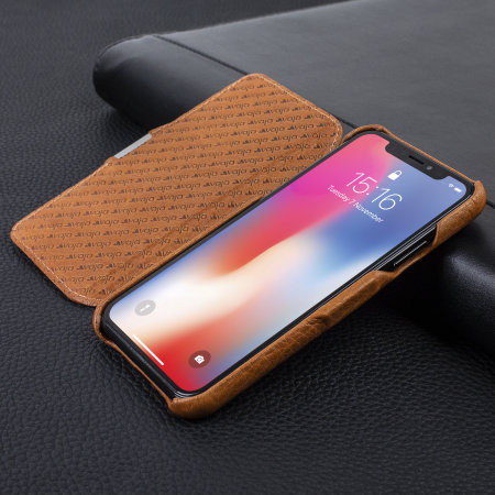 Vaja Agenda MG iPhone X Premium Läderfodral - Brun