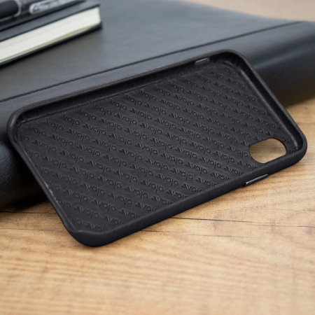 Coque iPhone X Vaja Grip Slim Slim en cuir supérieur véritable – Noire