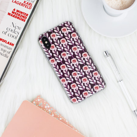 Coque iPhone X LoveCases Floral Art - Marron