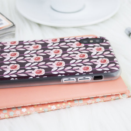 Funda iPhone X LoveCases Floral Art - Marrón