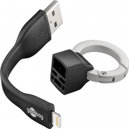 Goobay Apple MFi Certified iPhone/iPad Key Ring Charging Cable - Black