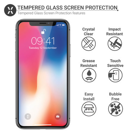 Olixar iPhone X EasyFit Case Friendly Tempered Glass Screen Protector