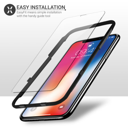 Olixar iPhone X EasyFit Case Friendly Tempered Glass Screen Protector