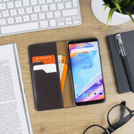 Olixar OnePlus 5T Ledertasche WalletCase in Braun