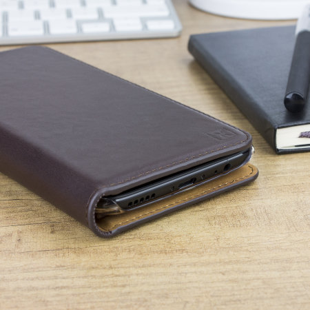 Olixar Genuine Leather OnePlus 5T Executive Wallet Case - Brown