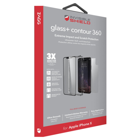 ZAGG InvisibleShield iPhone X Glass+ Contour 360 Full Case - Clear