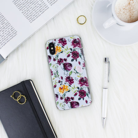 LoveCases iPhone X Gel Case - Blue / White Floral Art