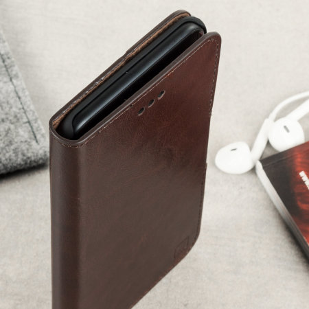 Olixar Leather-Style Oneplus 5T Wallet Stand Case - Brown