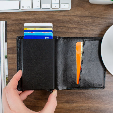 Olixar Leather-Style RFID Blocking Card Holder & Wallet - Black
