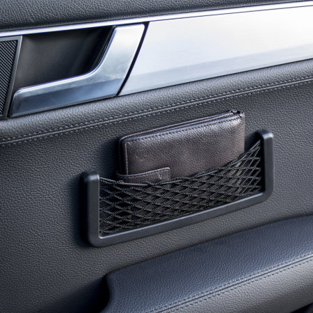 thumbnail image 2 of Universal Car Center Console Storage Box – Black PVC Phone & GPS Holder With Charging Slot 2 of 3