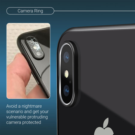 Olixar iPhone X Camera Lens Protector Metal Ring - Black / Silver