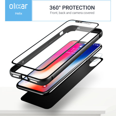 iphone x case - olixar helix sleek 360 protection - space grey