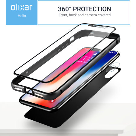 Olixar Helix 360 iPhone X Bumper Case & Screen Protectors -  Grey