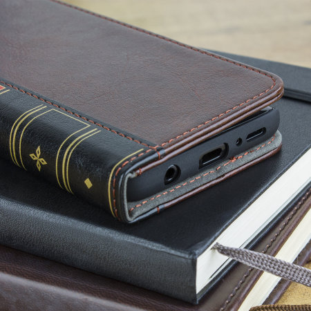 plek Asser Slaapkamer Olixar XTome Leather-Style Samsung Galaxy S9 Book Case - Brown