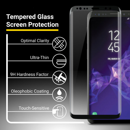 Olixar Samsung Galaxy S9 Vollschutzglas Displayschutzfolie - Schwarz