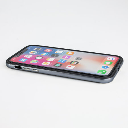 Olixar X-Duo iPhone X Kotelo & Vent Mount Combo - metalliharmaa