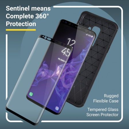 Samsung S9 Plus Case and Glass Screen Protector - Olixar Sentinel