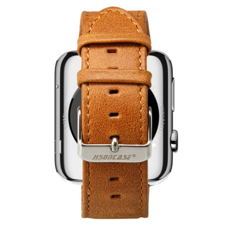 Jison 38mm Genuine Leather Apple Watchband - Vintage Brown