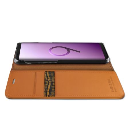 VRS Design Genuine Leather Samsung Galaxy S9 Plus Wallet Case - Brown