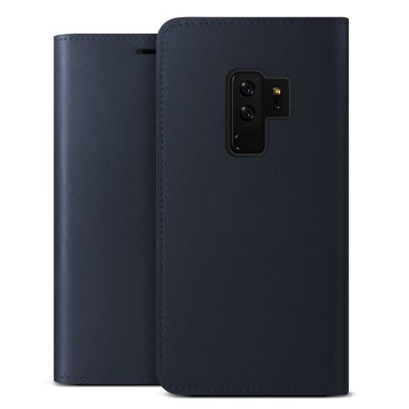 VRS Design Genuine Leather Samsung Galaxy S9 Plus Wallet Case - Navy