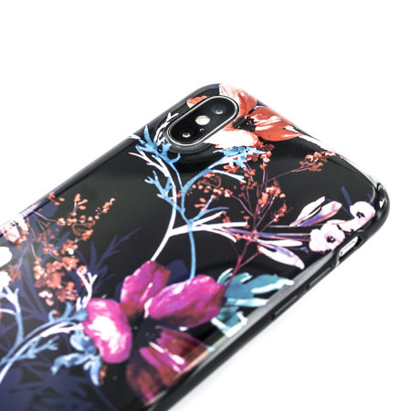 karen millen iphone x floral tpu shell case - black