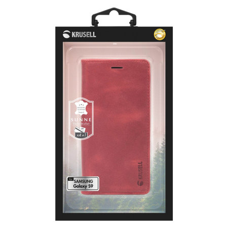 Krusell Sunne 4 Karten Galaxy S9 Folio Geldtasche Hülle - Rot