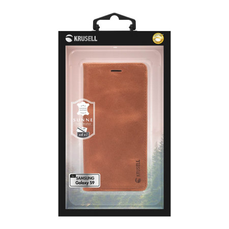 Krusell Sunne Samsung Galaxy S9 2 Card Folio Wallet Case - Cognac