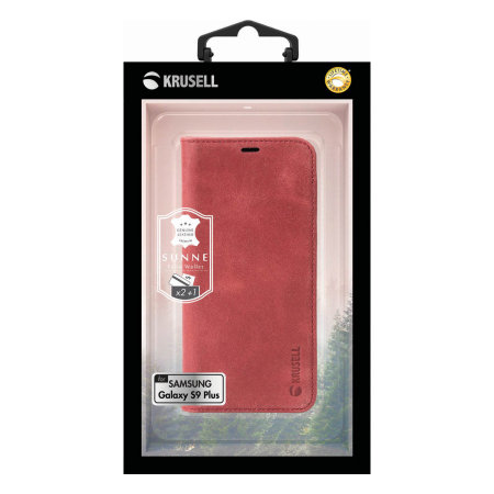 Krusell Sunne 2 Card Samsung Galaxy S9 Plus Folio Wallet Case - Red
